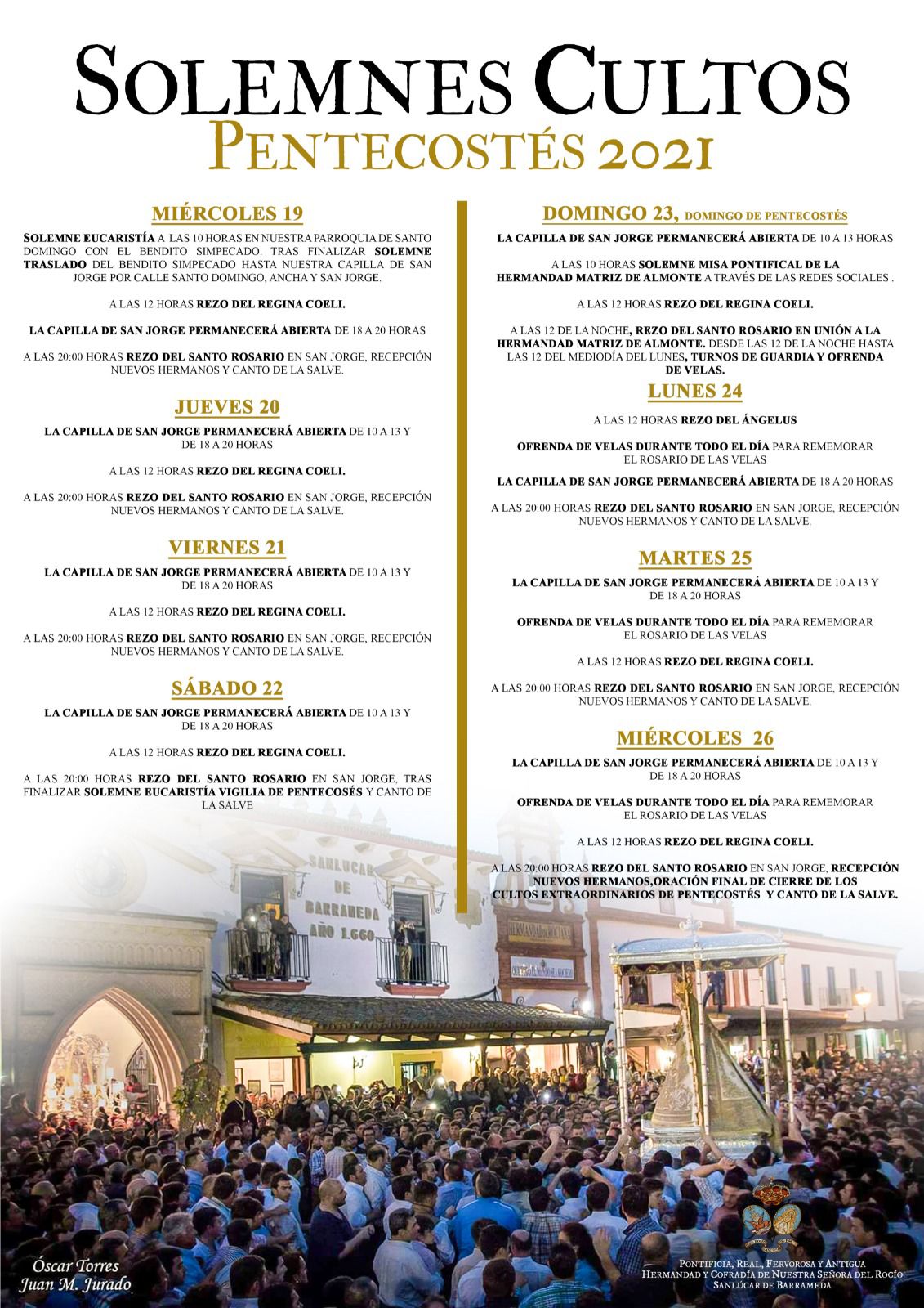 Calendario de actos Pentecostés 2021